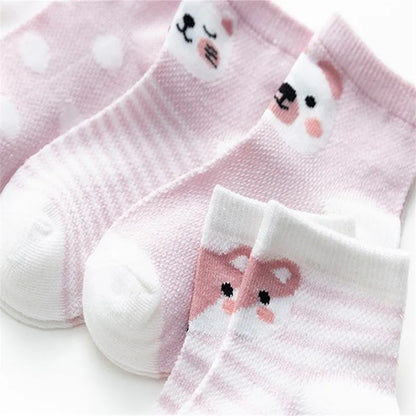 5Pairs/lot 0-24M Infant Baby Socks Baby Socks for Boys Girls Cotton Mesh Newborn Toddler First Walkers Baby Clothes Accessories Leedoar