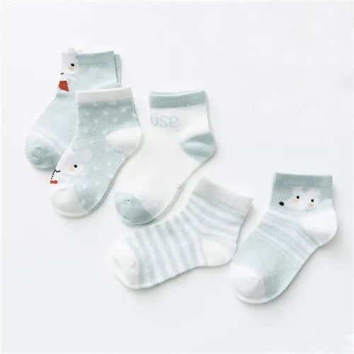 5Pairs/lot 0-24M Infant Baby Socks Baby Socks for Boys Girls Cotton Mesh Newborn Toddler First Walkers Baby Clothes Accessories Leedoar