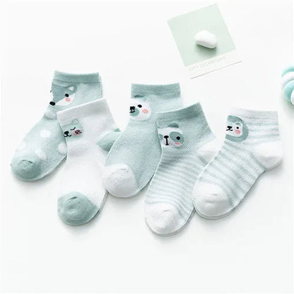 5Pairs/lot 0-24M Infant Baby Socks Baby Socks for Boys Girls Cotton Mesh Newborn Toddler First Walkers Baby Clothes Accessories Leedoar