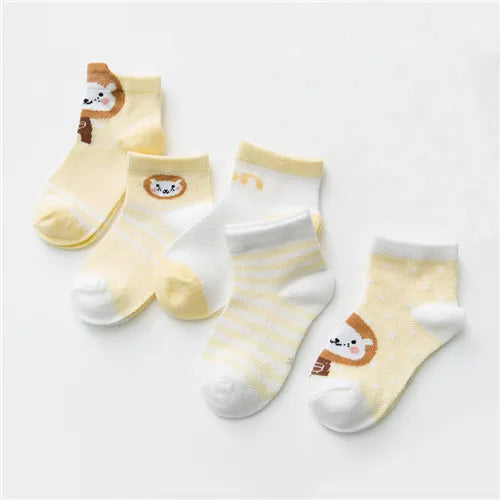 5Pairs/lot 0-24M Infant Baby Socks Baby Socks for Boys Girls Cotton Mesh Newborn Toddler First Walkers Baby Clothes Accessories Leedoar