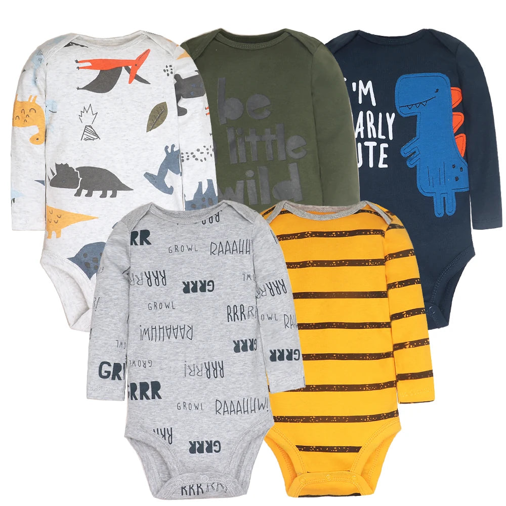 5Pcs/Lot Baby bodysuits High Quality Uniesx Newborn Baby Clothes 100% Cotton Baby Clothing set infant bebe Baby boy girl Clothes Leedoar