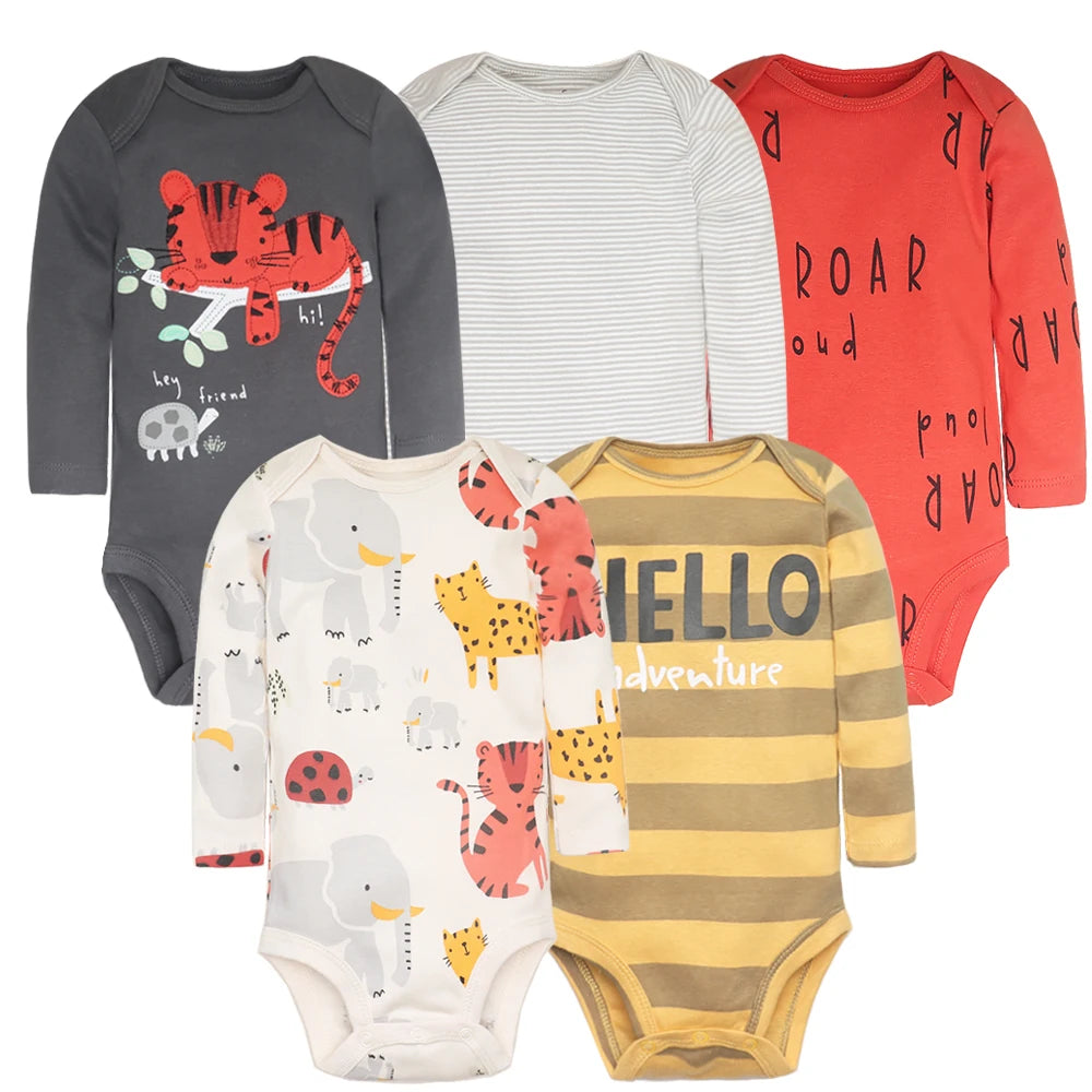 5Pcs/Lot Baby bodysuits High Quality Uniesx Newborn Baby Clothes 100% Cotton Baby Clothing set infant bebe Baby boy girl Clothes Leedoar