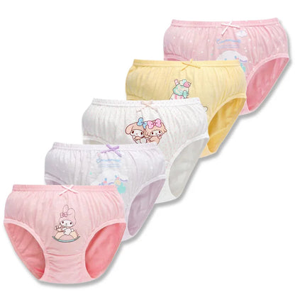 5Pcs/Lot Child Girls Underwear Melody Cartoon Cute Panties For Girl Cotton Toddlers Kids Triangle Panty Breathable Girls Briefs Leedoar