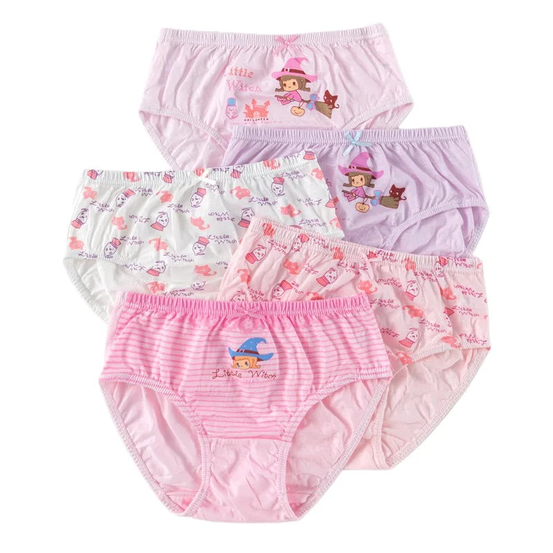 5Pcs/Lot Child Girls Underwear Melody Cartoon Cute Panties For Girl Cotton Toddlers Kids Triangle Panty Breathable Girls Briefs Leedoar