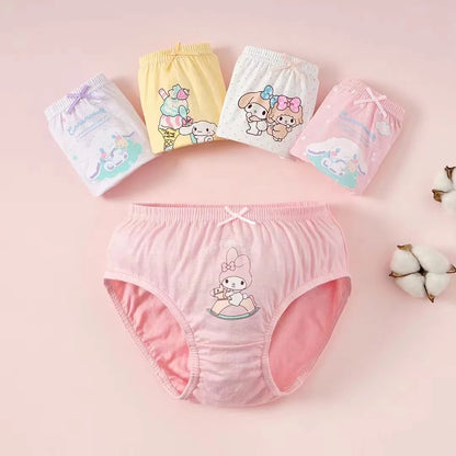 5Pcs/Lot Child Girls Underwear Melody Cartoon Cute Panties For Girl Cotton Toddlers Kids Triangle Panty Breathable Girls Briefs Leedoar