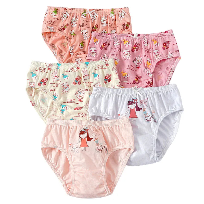 5Pcs/Lot Child Girls Underwear Melody Cartoon Cute Panties For Girl Cotton Toddlers Kids Triangle Panty Breathable Girls Briefs Leedoar