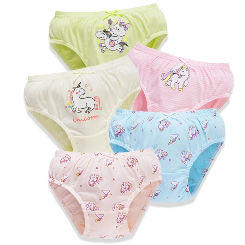 5Pcs/Lot Child Girls Underwear Melody Cartoon Cute Panties For Girl Cotton Toddlers Kids Triangle Panty Breathable Girls Briefs Leedoar