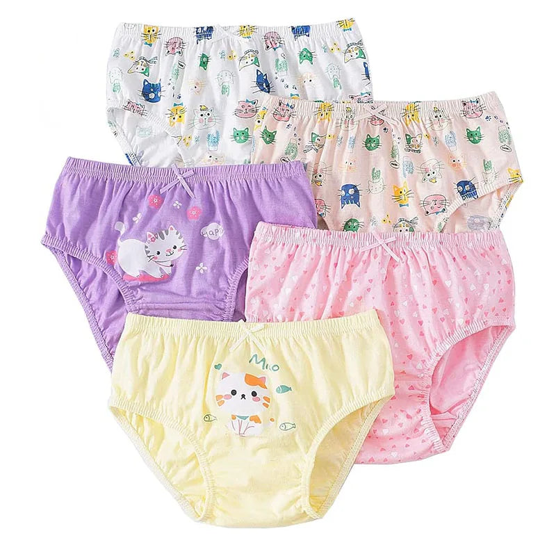 5Pcs/Lot Child Girls Underwear Melody Cartoon Cute Panties For Girl Cotton Toddlers Kids Triangle Panty Breathable Girls Briefs Leedoar