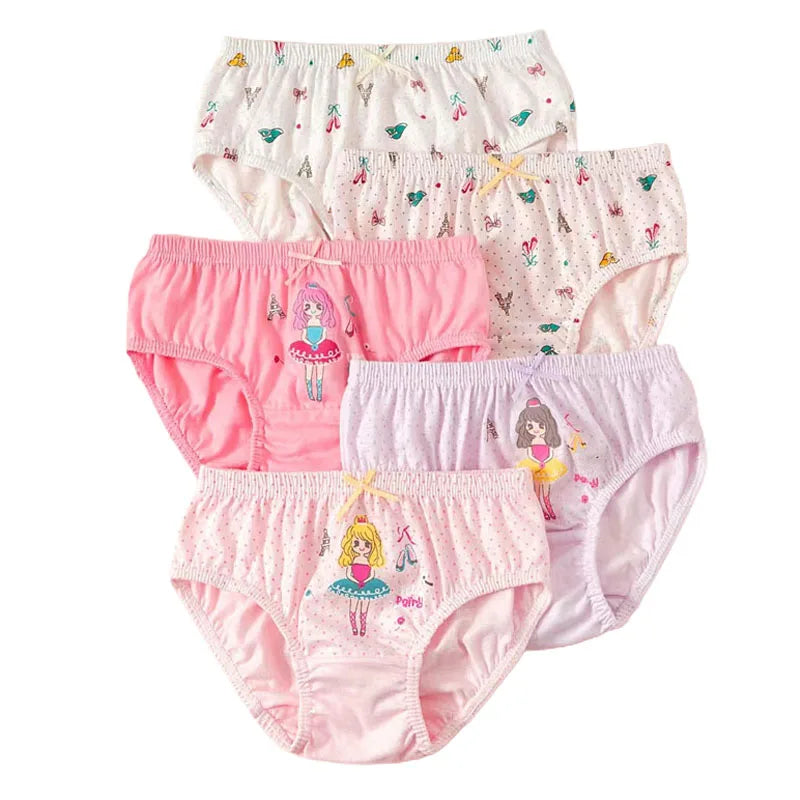 5Pcs/Lot Child Girls Underwear Melody Cartoon Cute Panties For Girl Cotton Toddlers Kids Triangle Panty Breathable Girls Briefs Leedoar