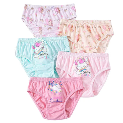 5Pcs/Lot Child Girls Underwear Melody Cartoon Cute Panties For Girl Cotton Toddlers Kids Triangle Panty Breathable Girls Briefs Leedoar