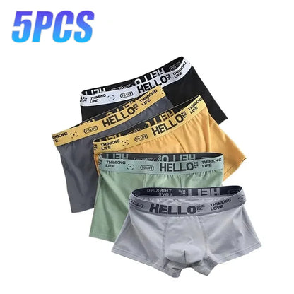 5Pcs Cuecas Masculinas Boxers Masculinos Cuecas Sexy Confortáveis ​​Respiráveis ​​Moda Meninos Calcinhas Cuecas Boxershorts Homens 