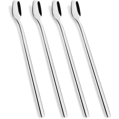 5Pcs Modern Simple Long Handle Coffee Spoon Dessert Ice Cream Square Head Coffee Stirring Spoon Stainless Steel Household Leedoar