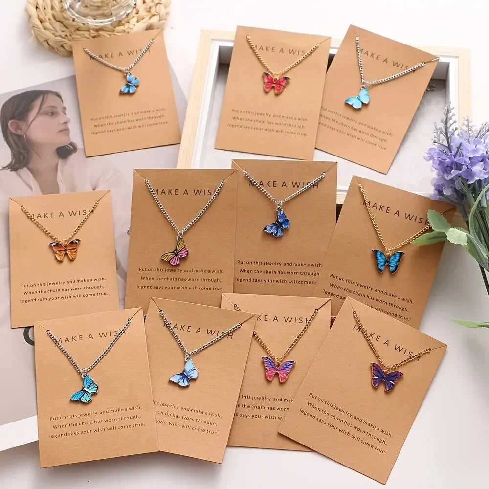 5Pcs/Set Fashion Vintage Style Women Necklace Set New Butterfly Pendant Necklace Set Gift For Women Lovely Neck Jewelry 2023 Leedoar