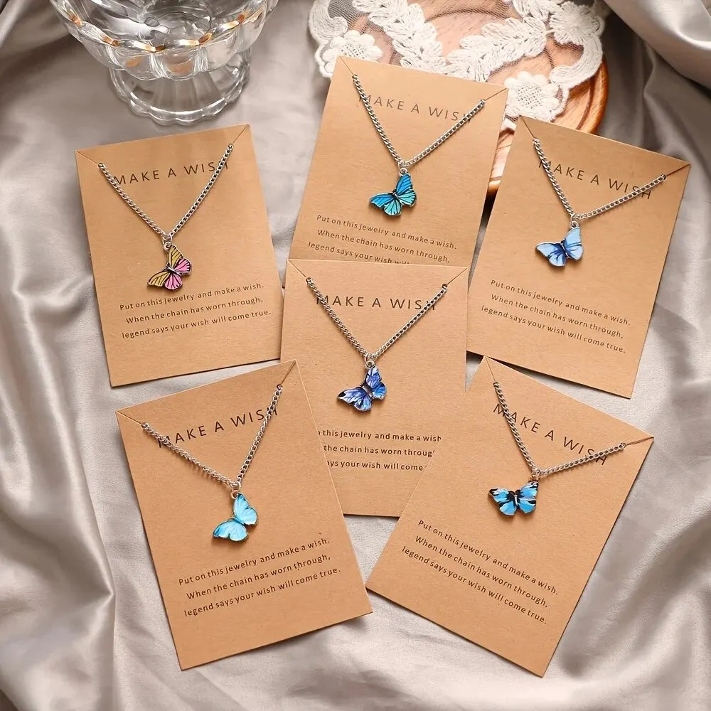 5Pcs/Set Fashion Vintage Style Women Necklace Set New Butterfly Pendant Necklace Set Gift For Women Lovely Neck Jewelry 2023 Leedoar