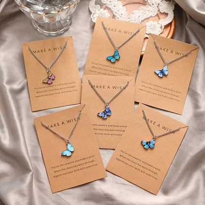 5Pcs/Set Fashion Vintage Style Women Necklace Set New Butterfly Pendant Necklace Set Gift For Women Lovely Neck Jewelry 2023 Leedoar