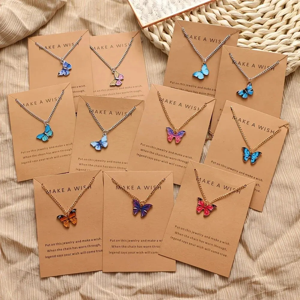 5Pcs/Set Fashion Vintage Style Women Necklace Set New Butterfly Pendant Necklace Set Gift For Women Lovely Neck Jewelry 2023 Leedoar