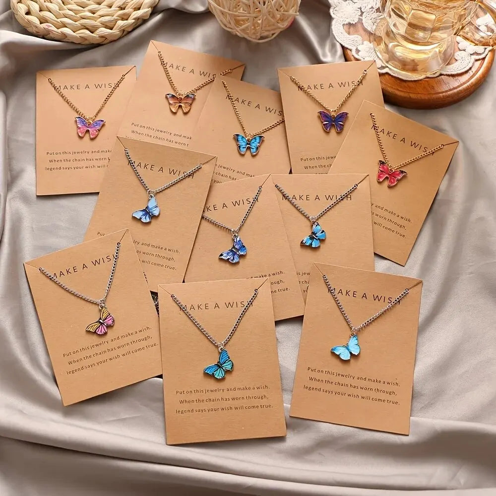 5Pcs/Set Fashion Vintage Style Women Necklace Set New Butterfly Pendant Necklace Set Gift For Women Lovely Neck Jewelry 2023 Leedoar