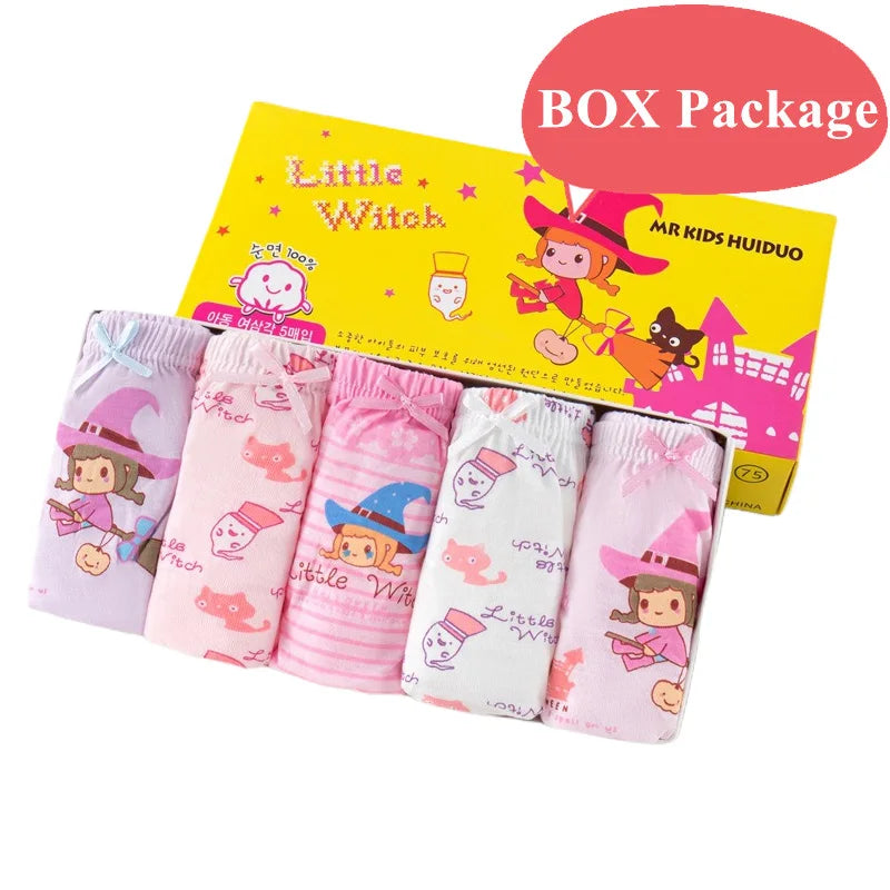 5Pieces/Box Kids Girls Panties Lovely Cinnamoroll Children Triangle Underwear Soft Cotton Boxed Briefs For Girls 2-14 Years old Leedoar