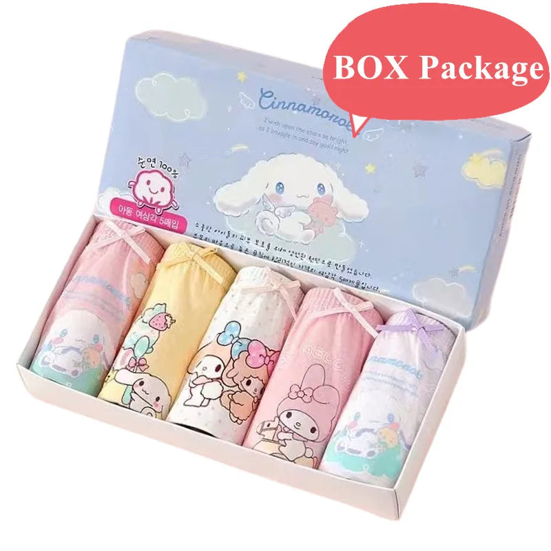 5Pieces/Box Kids Girls Panties Lovely Cinnamoroll Children Triangle Underwear Soft Cotton Boxed Briefs For Girls 2-14 Years old Leedoar