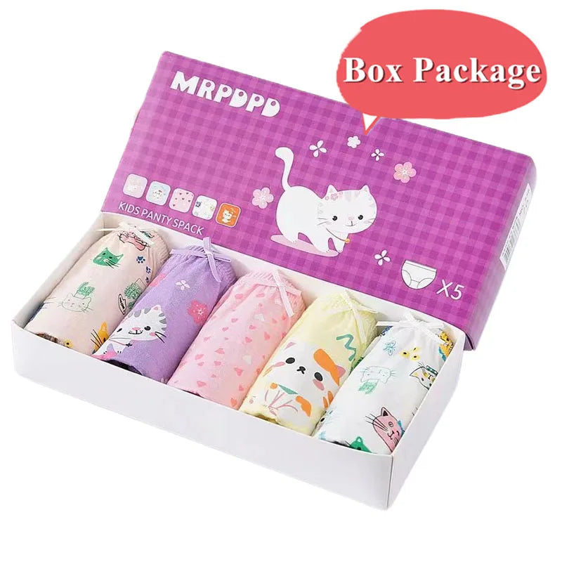 5Pieces/Box Kids Girls Panties Lovely Cinnamoroll Children Triangle Underwear Soft Cotton Boxed Briefs For Girls 2-14 Years old Leedoar