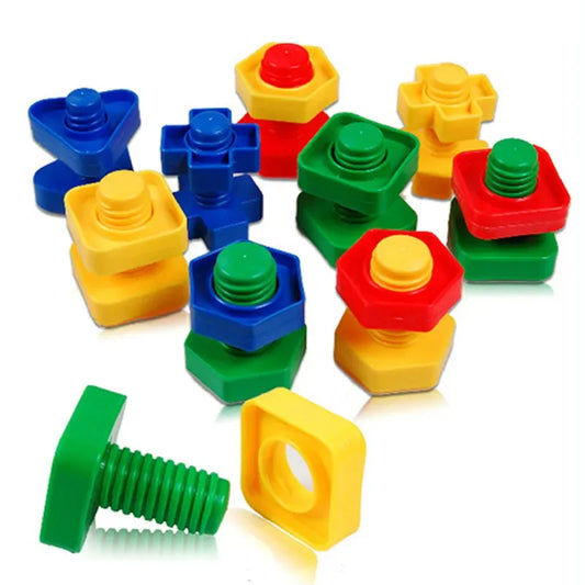 5Set Parafuso Blocos de Construção Blocos de Inserção de Plástico Porca Forma Brinquedos para Crianças Brinquedos Educativos Modelos de Escala Montessori Presente 