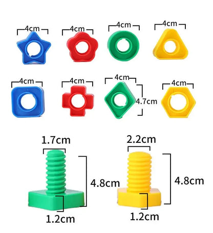 5Set Screw Building Blocks Plastic Insert Blocks Nut Shape Toys for Children Educational Toys Montessori Scale Models Gift Leedoar