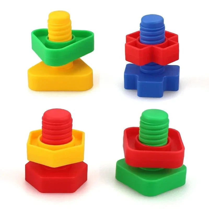 5Set Screw Building Blocks Plastic Insert Blocks Nut Shape Toys for Children Educational Toys Montessori Scale Models Gift Leedoar