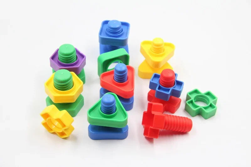 5Set Screw Building Blocks Plastic Insert Blocks Nut Shape Toys for Children Educational Toys Montessori Scale Models Gift Leedoar