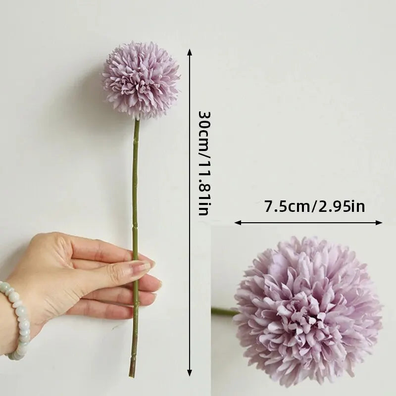 5pcs Artificial Dandelion Flowers, Fake Hydrangea Bridal Wedding Bouquet, Home Garden Party Wedding Decor, Winter Christmas Home Leedoar