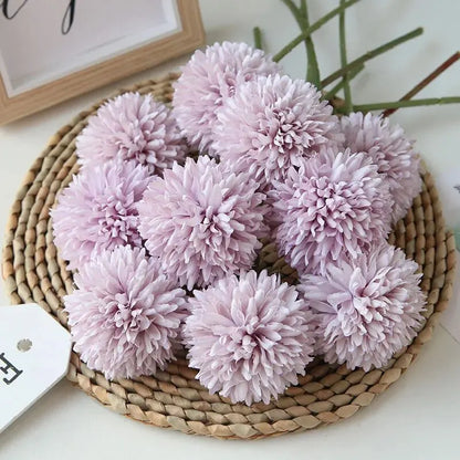 5pcs Artificial Dandelion Flowers, Fake Hydrangea Bridal Wedding Bouquet, Home Garden Party Wedding Decor, Winter Christmas Home Leedoar