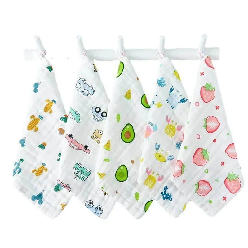 5pcs Baby Face Towel Handkerchief Bathing Feeding Face Washcloth Wipe Burp Cloth Lot Muslin 6 Layers Cotton Soft Baby Towels Leedoar