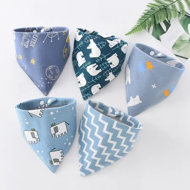 5pcs Baby Saliva Towel Triangle Scarf Pure Cotton Bandana Waterproof Bibs Newborn Boys Girls Absorbent Cloth Bib Saliva Scarf Leedoar