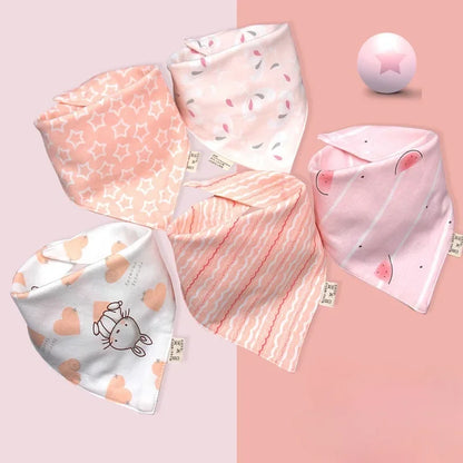 5pcs Baby Saliva Towel Triangle Scarf Pure Cotton Bandana Waterproof Bibs Newborn Boys Girls Absorbent Cloth Bib Saliva Scarf Leedoar