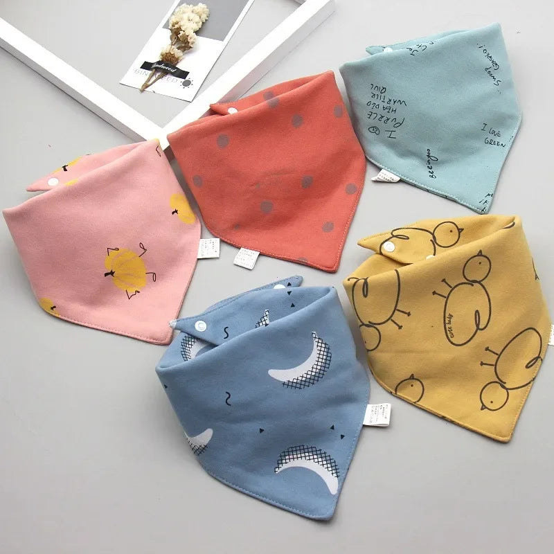 5pcs Baby Saliva Towel Triangle Scarf Pure Cotton Bandana Waterproof Bibs Newborn Boys Girls Absorbent Cloth Bib Saliva Scarf Leedoar