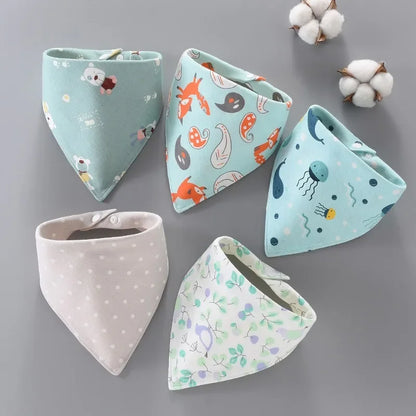 5pcs Baby Saliva Towel Triangle Scarf Pure Cotton Bandana Waterproof Bibs Newborn Boys Girls Absorbent Cloth Bib Saliva Scarf Leedoar