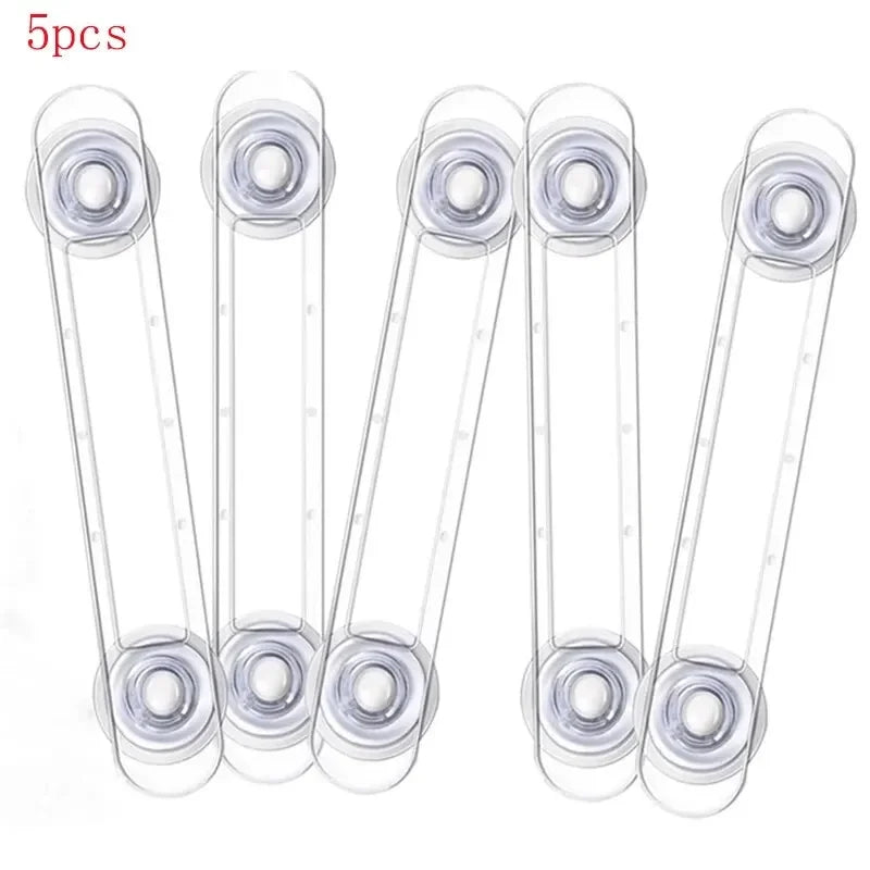 5pcs Child Safety Lock Transparent Anti-Opening Soft Strap Safety Lock Multi-functional Baby Drawer Refrigerator Lock