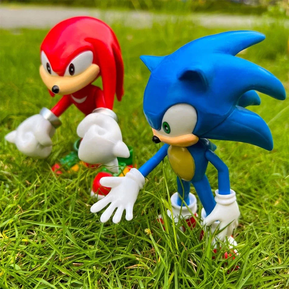 5pcs Set Cute Sonic PVC Character Toy Hedgehog Shadow Tail Figure 14cm Model Dolls Children Animal Toy Birthday Gift Leedoar