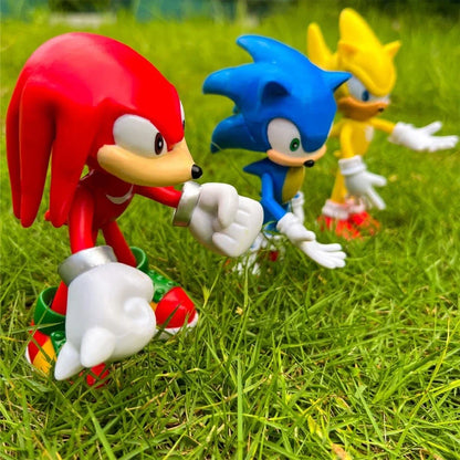 5pcs Set Cute Sonic PVC Character Toy Hedgehog Shadow Tail Figure 14cm Model Dolls Children Animal Toy Birthday Gift Leedoar