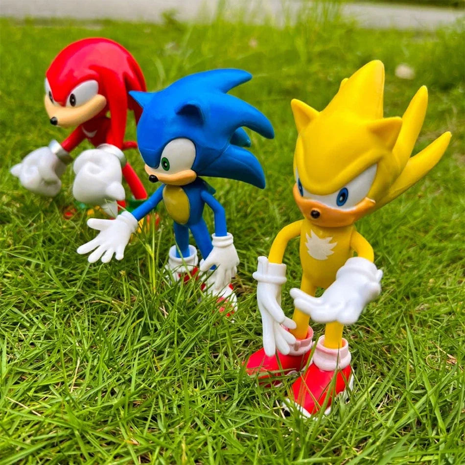 5pcs Set Cute Sonic PVC Character Toy Hedgehog Shadow Tail Figure 14cm Model Dolls Children Animal Toy Birthday Gift Leedoar