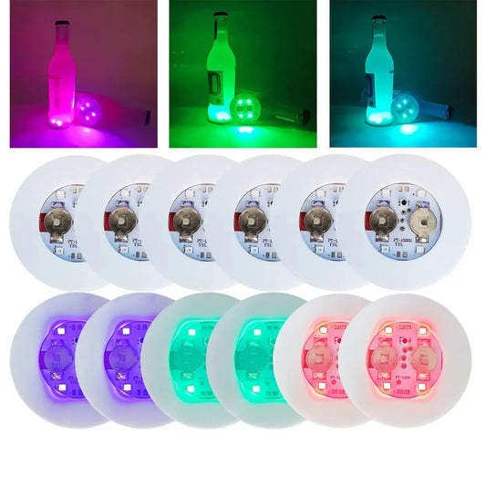 Juego de 5 posavasos luminosos con luz LED para botellas de cristal, para fiestas, bodas, bares, Navidad, hogar, pub 