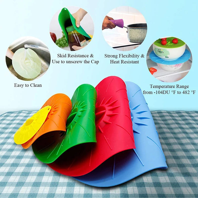 5pcs Silicone Food Fresh Cover Universal Microwave Bowl Cover Reusable Easy Vacuum Seal Stretch Pot Caps Cooking Kitchen Gadgets Leedoar