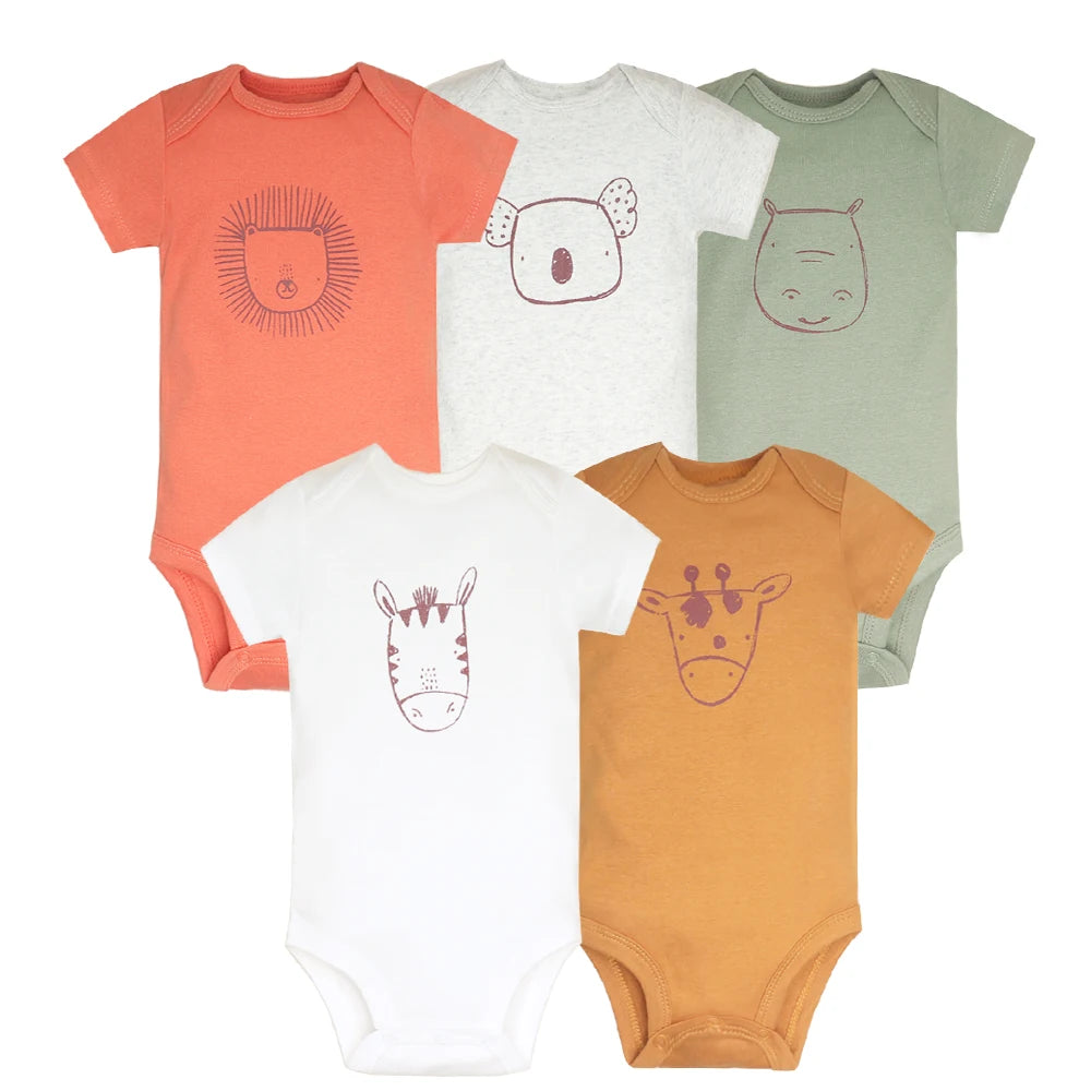 5pcs/lot Baby Bodysuit Fashion Girl Clothes Cotton Newborn Baby Boy Clothing Infant Body Baby Jumpsuit Cartoon Ropa Bebe Leedoar