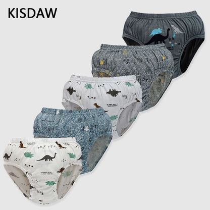 5pcs/lot Boys Cotton Boxer Briefs Cute Dinosaur Cartoon Print Kids Underwear Baby Boy Shorts Breathable Toddlers Underpants Leedoar