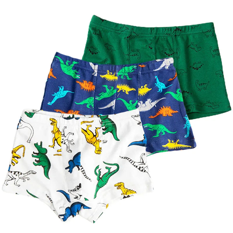 5pcs/lot Boys Cotton Boxer Briefs Cute Dinosaur Cartoon Print Kids Underwear Baby Boy Shorts Breathable Toddlers Underpants Leedoar