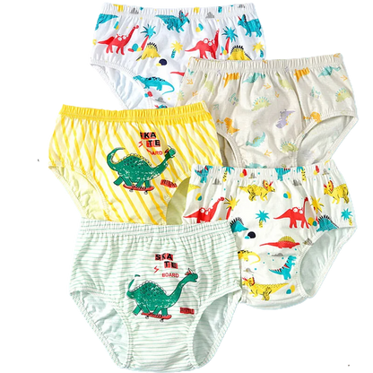 5pcs/lot Boys Cotton Boxer Briefs Cute Dinosaur Cartoon Print Kids Underwear Baby Boy Shorts Breathable Toddlers Underpants Leedoar