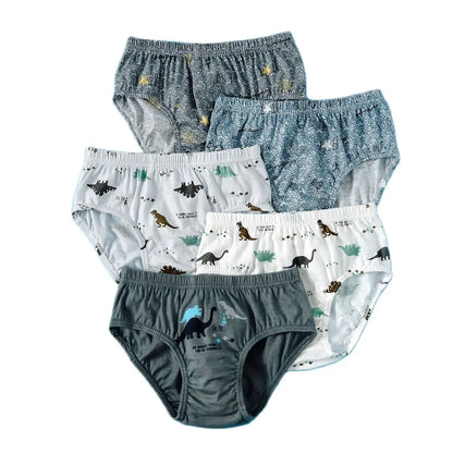 5pcs/lot Boys Cotton Boxer Briefs Cute Dinosaur Cartoon Print Kids Underwear Baby Boy Shorts Breathable Toddlers Underpants Leedoar