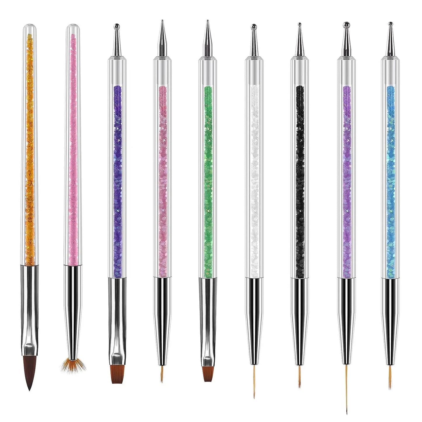 6/31Pcs Nail Art Brush Design Tip Painting Drawing Carving Dotting Pen FlatFan Liner Acrylic Gel UV Polish Manicure Tools Leedoar