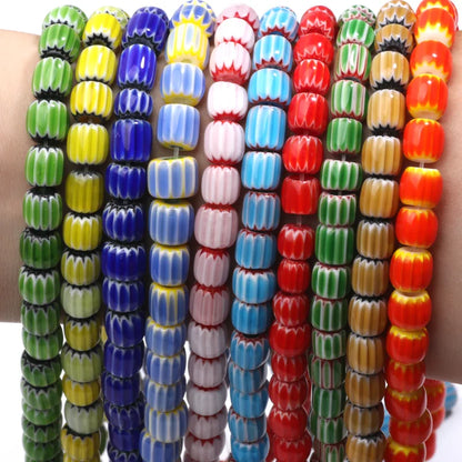 Contas de lampwork em forma de abóbora de 6/8 mm, cilindro de contas de vidro esmaltado para fazer joias faça você mesmo, colar, pulseira, acessórios artesanais 