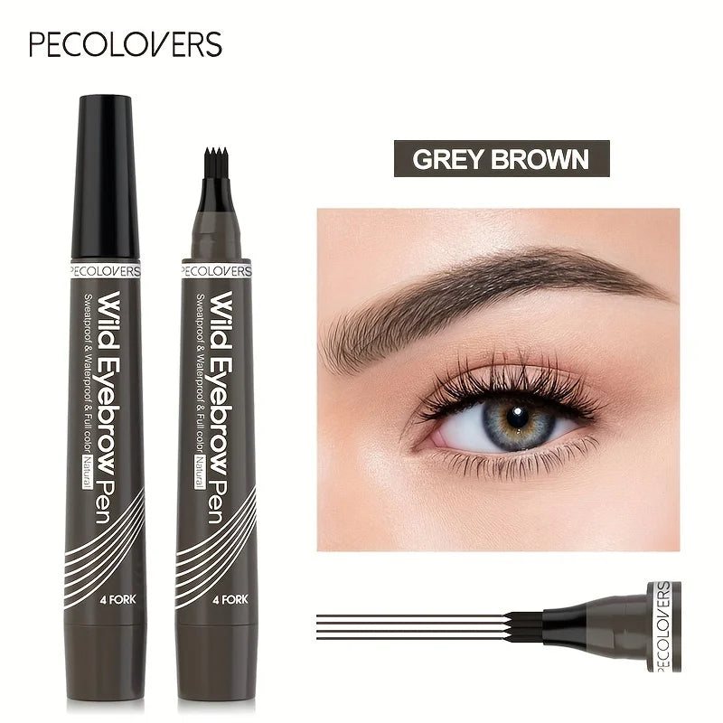 6 Colors 1pc Eyebrow Pen Waterproof 4 Split Tip Eyebrows Pen Eyebrow Tattoo Pen Waterproof Liquid Black Eyebrow Makeup Pencil Leedoar