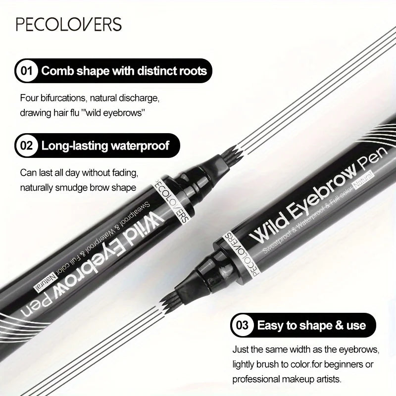 6 Colors 1pc Eyebrow Pen Waterproof 4 Split Tip Eyebrows Pen Eyebrow Tattoo Pen Waterproof Liquid Black Eyebrow Makeup Pencil Leedoar